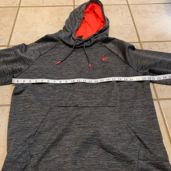 💜 Russell Tech Fleece Lined Hoodie - Black and Orange Size Large - Picture 2 of 6